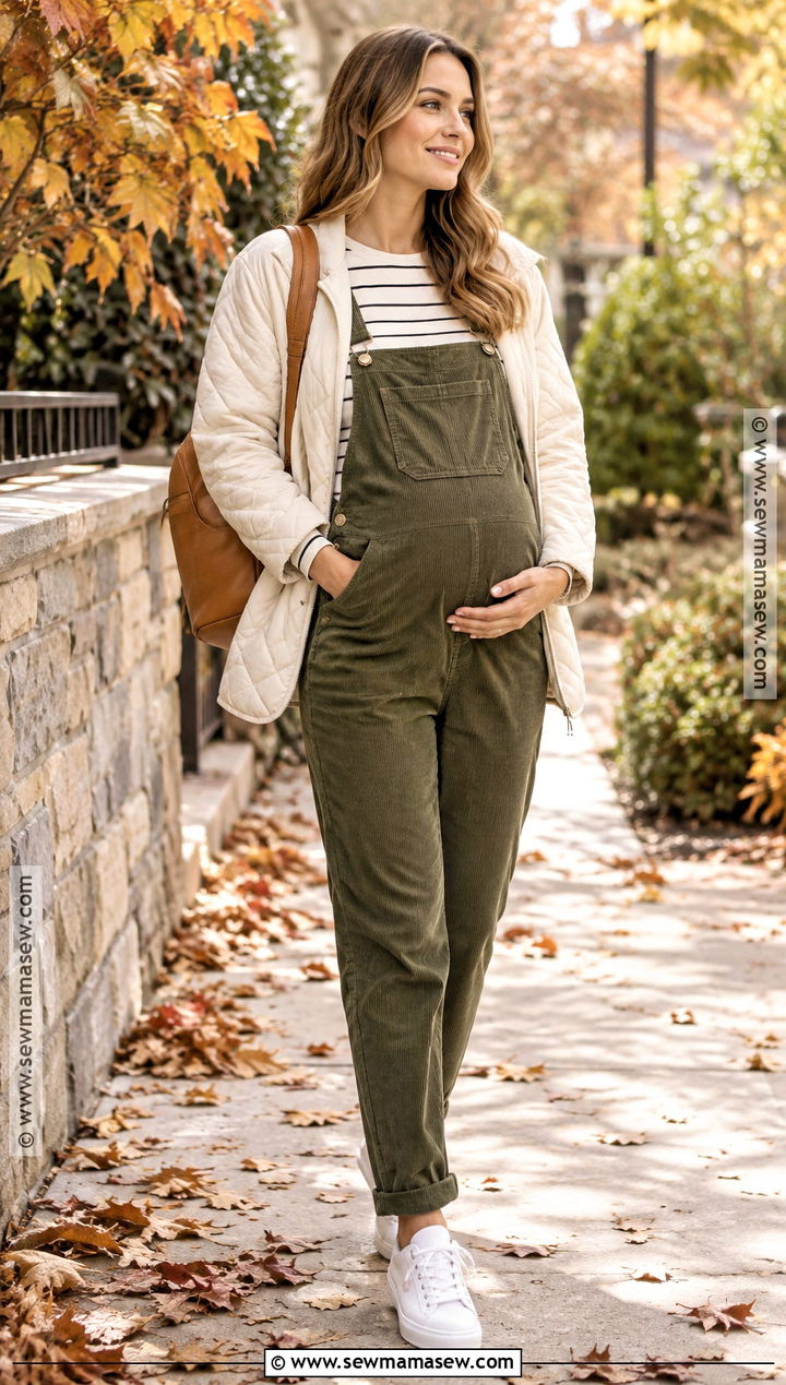 October Maternity Overalls And Long Sleeve Top Outfit - 15 october maternity outfits