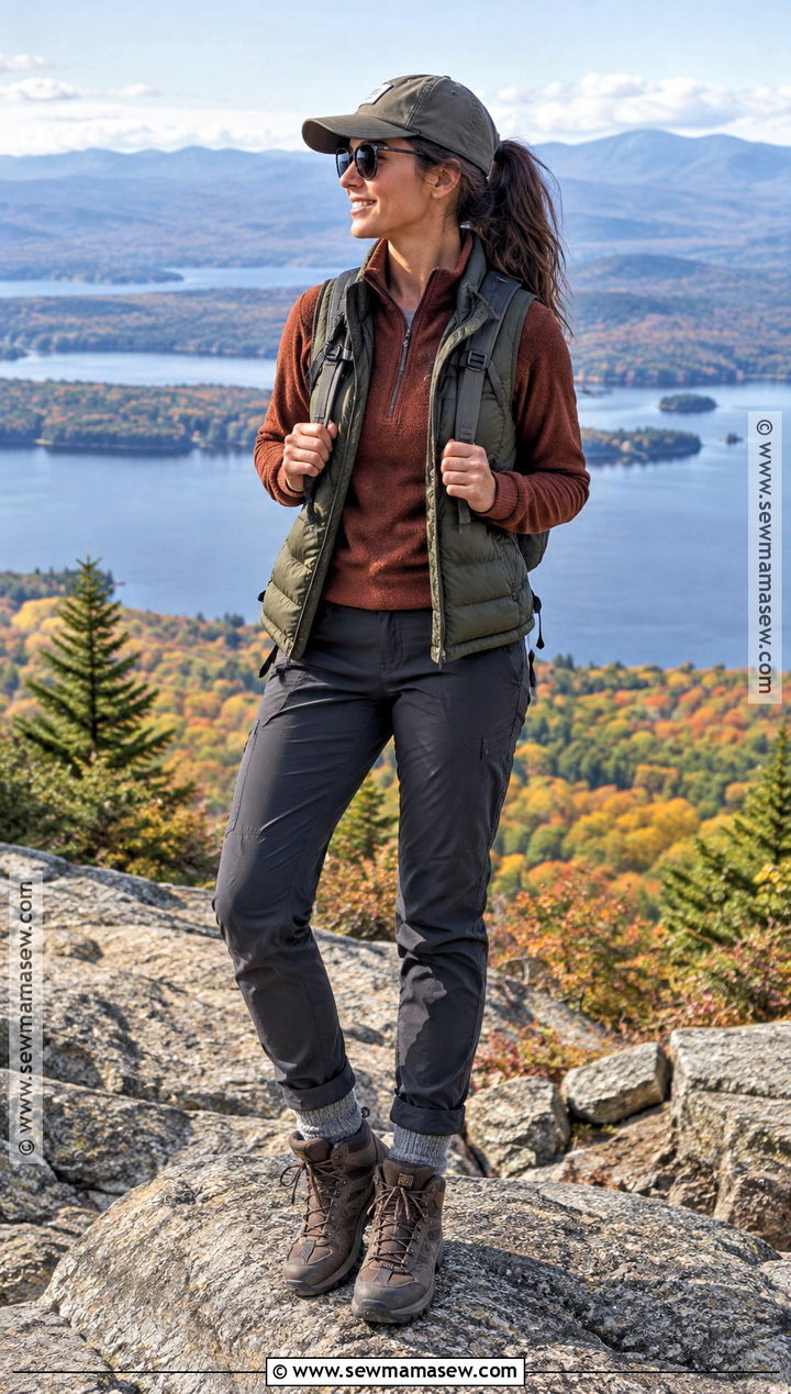October Mountain Outfit With Puffer Vest And Hiking Boots - 15 october vacation outfits