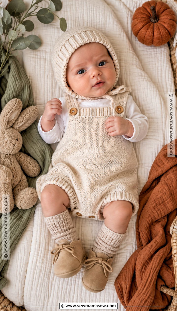October Newborn Cream Knit Romper Outfit - 15 october newborn outfits