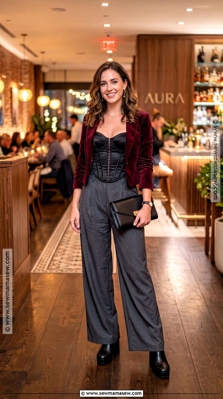 October Night Out Corset Top And Wide Leg Pants Outfit - 20 October Night Out Outfit Ideas
