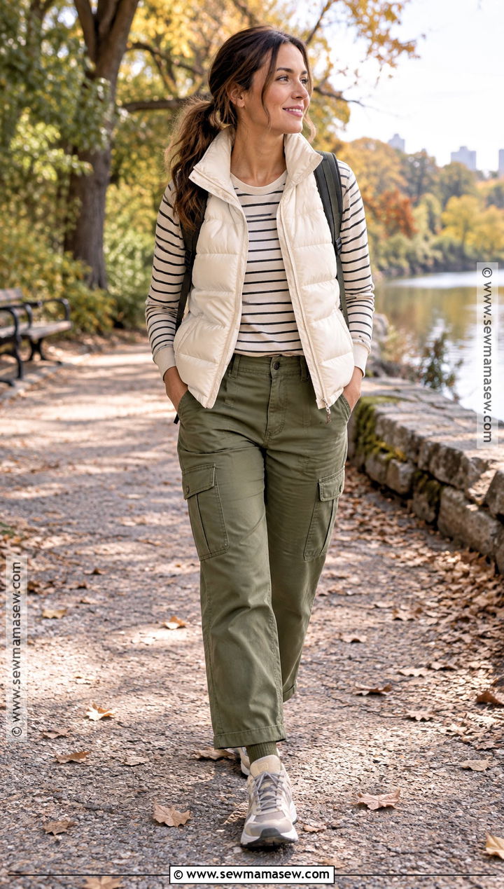 October Puffer Vest and Cargo Pants Outfit - 15 october wardrobe ideas