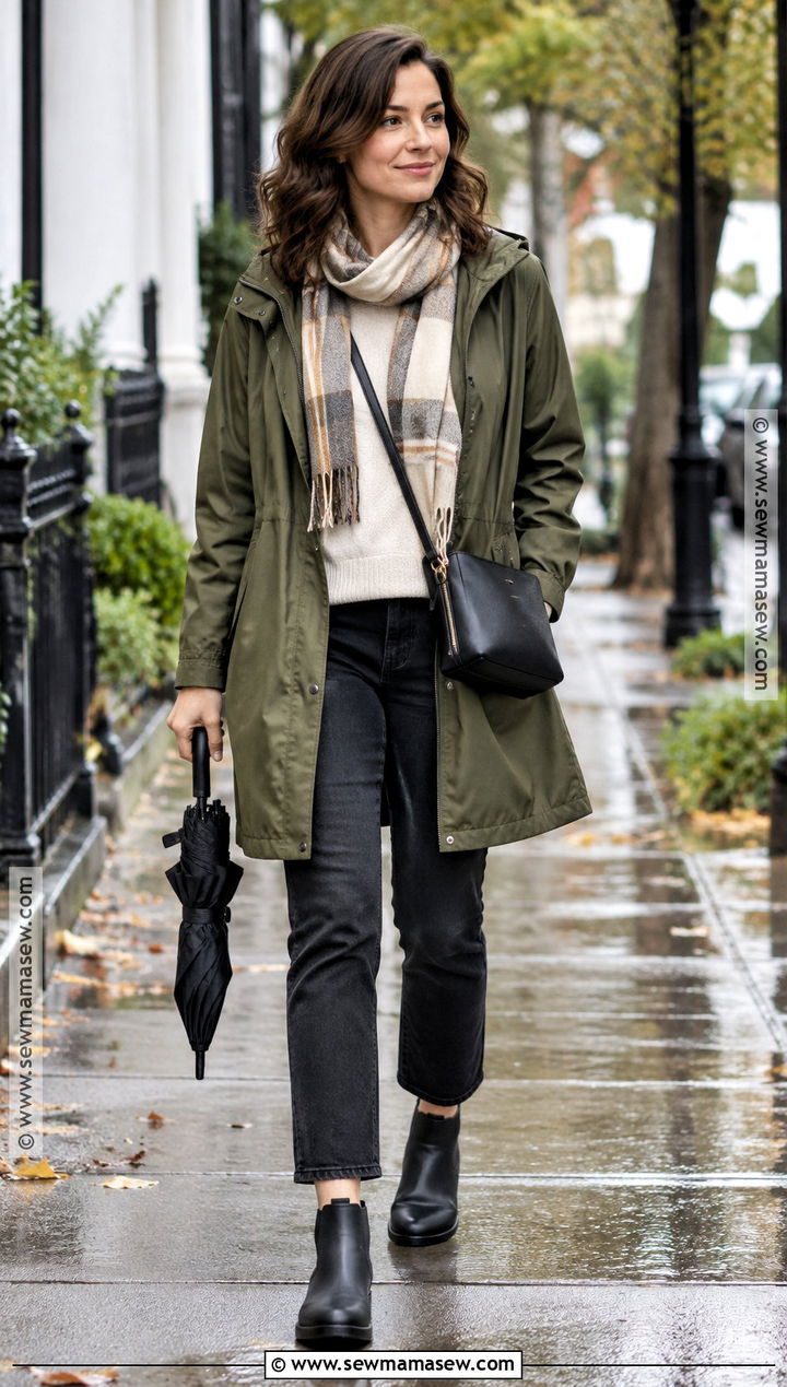 October Rain Jacket and Ankle Boots Outfit - 20 october outfits fall