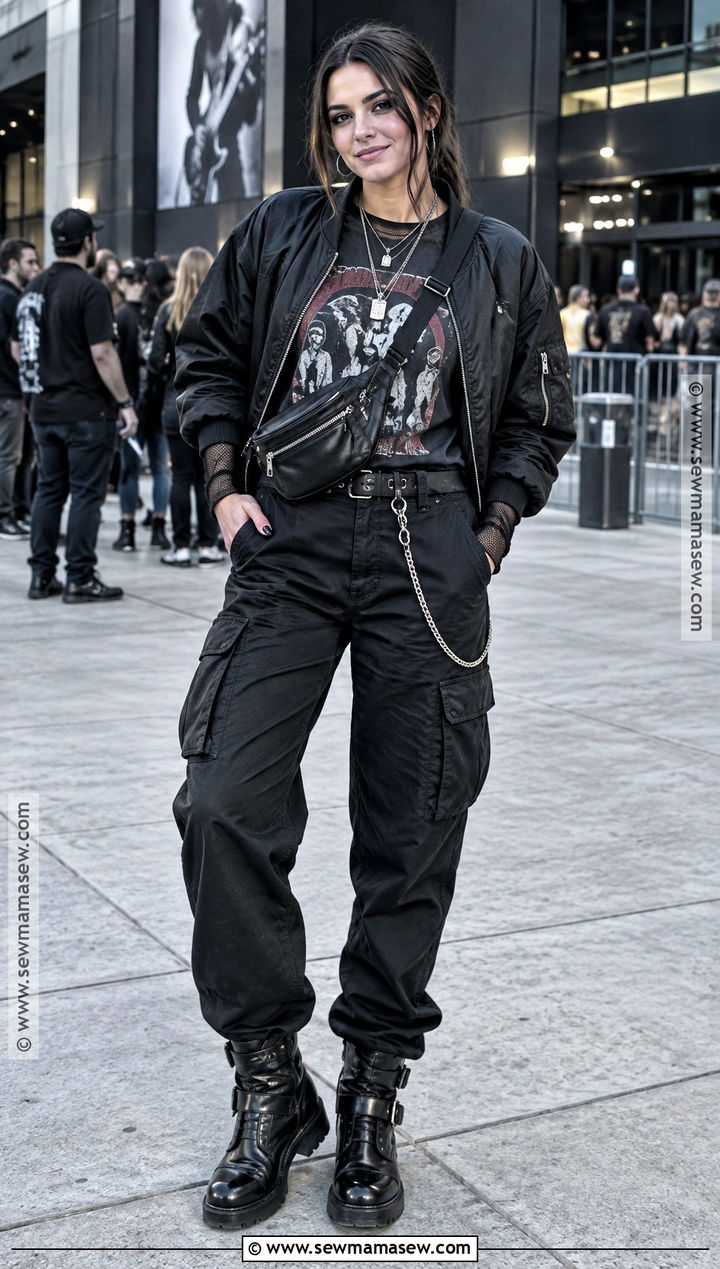 October Rock Concert Outfit With Band Tee And Cargo Pants - 20 October Concert Outfit Ideas