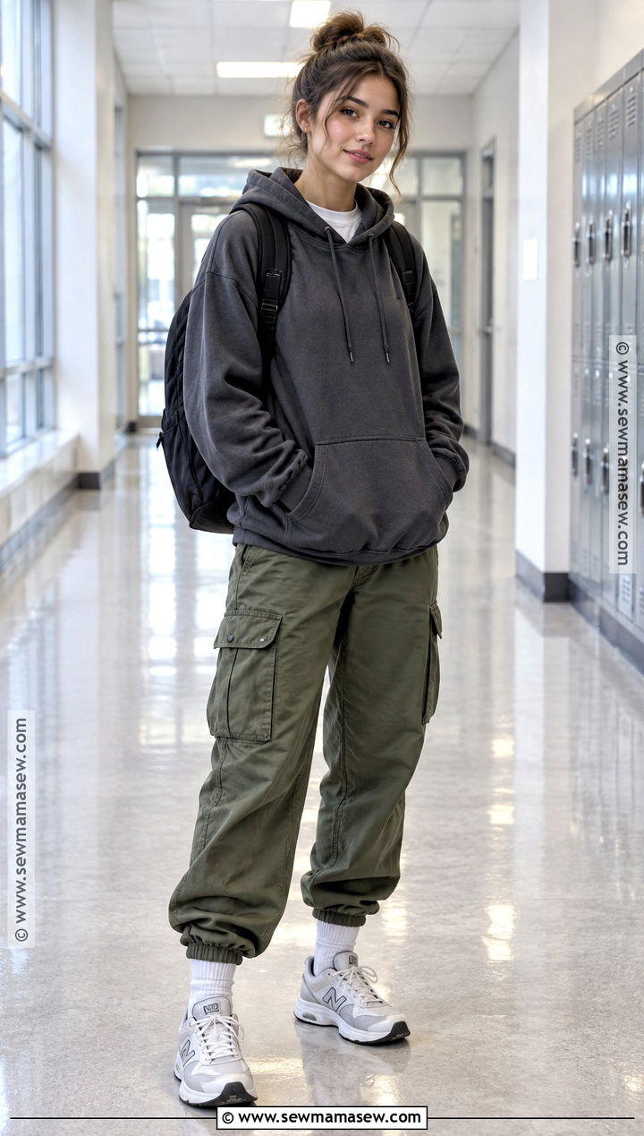 October School Outfit With A Hoodie And Cargo Pants - 15 october outfits for school