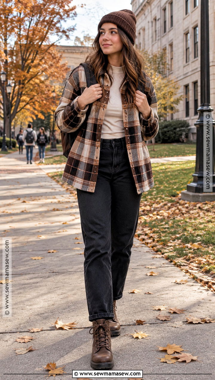 October School Outfit With A Shacket And Straight Leg Pants - 15 october outfits for school