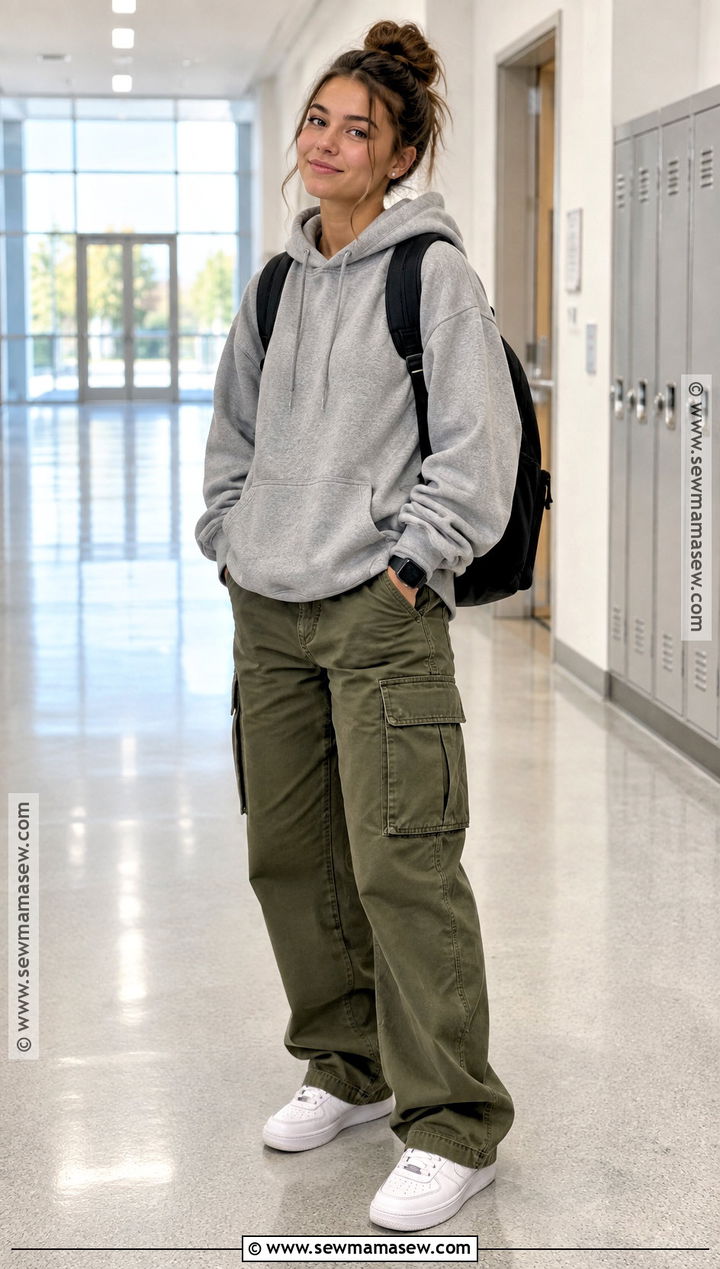 October School Outfit With Hoodie And Cargo Pants - 15 October School Outfits