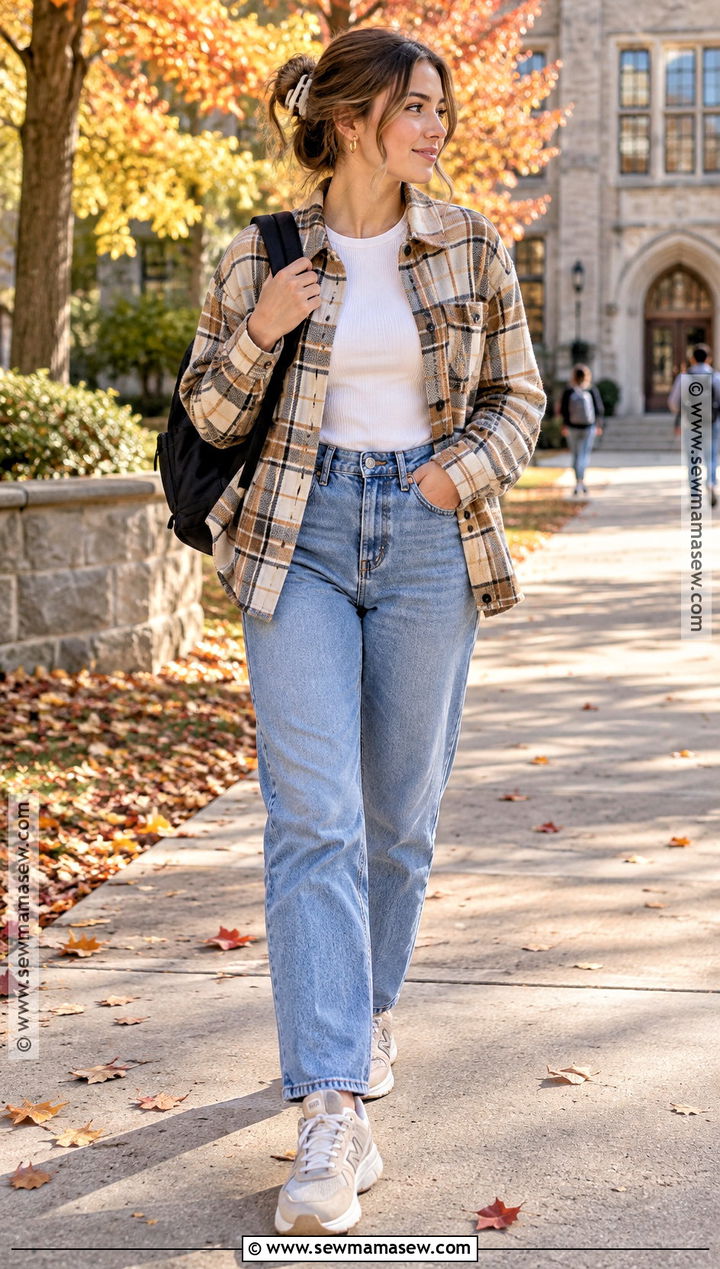 October School Outfit With Shacket And Mom Jeans - 15 October School Outfits