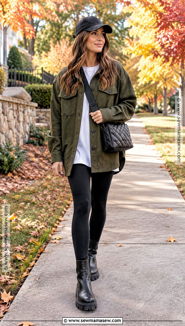 October Shacket And Leggings Outfit - 20 outfits october