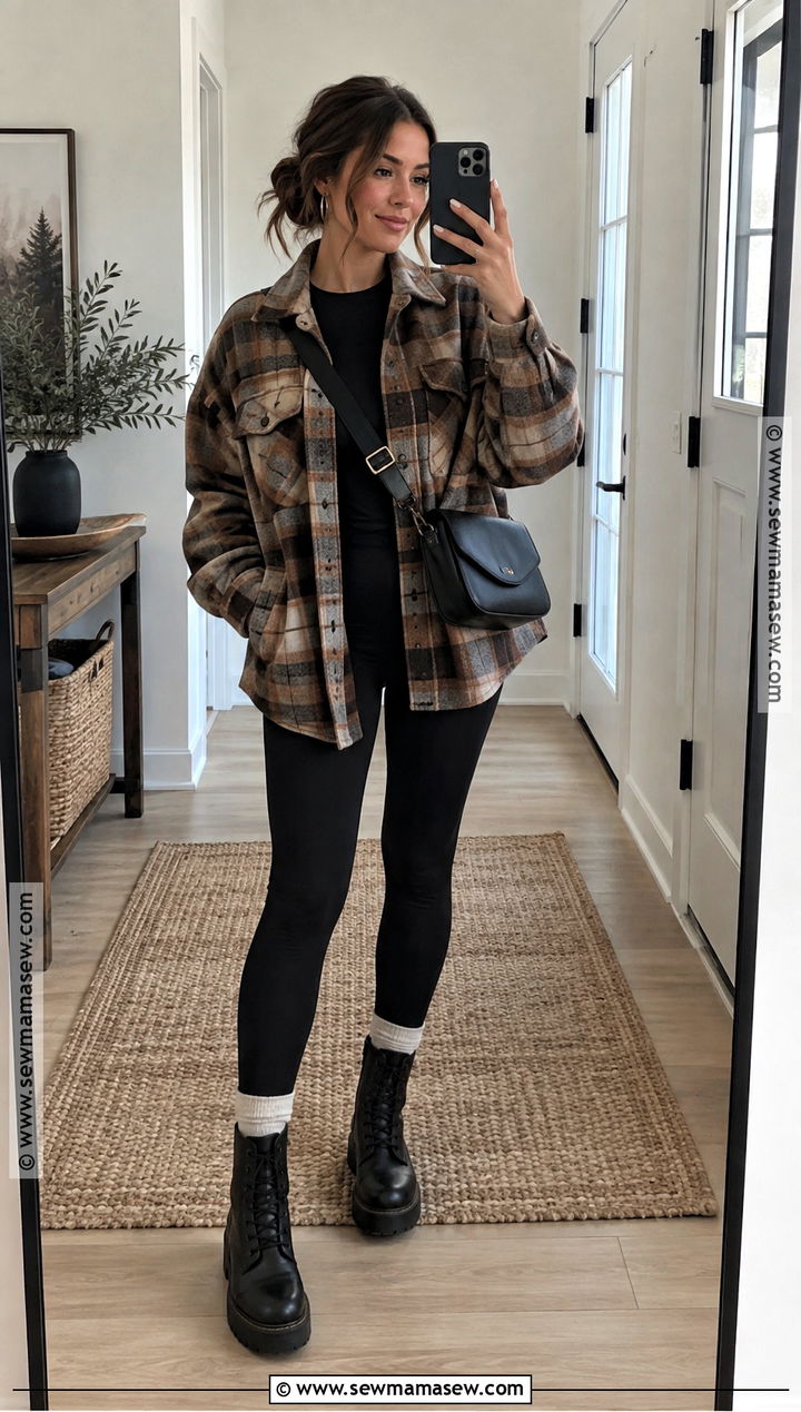 October Shacket and Leggings Outfit - 15 october wardrobe ideas