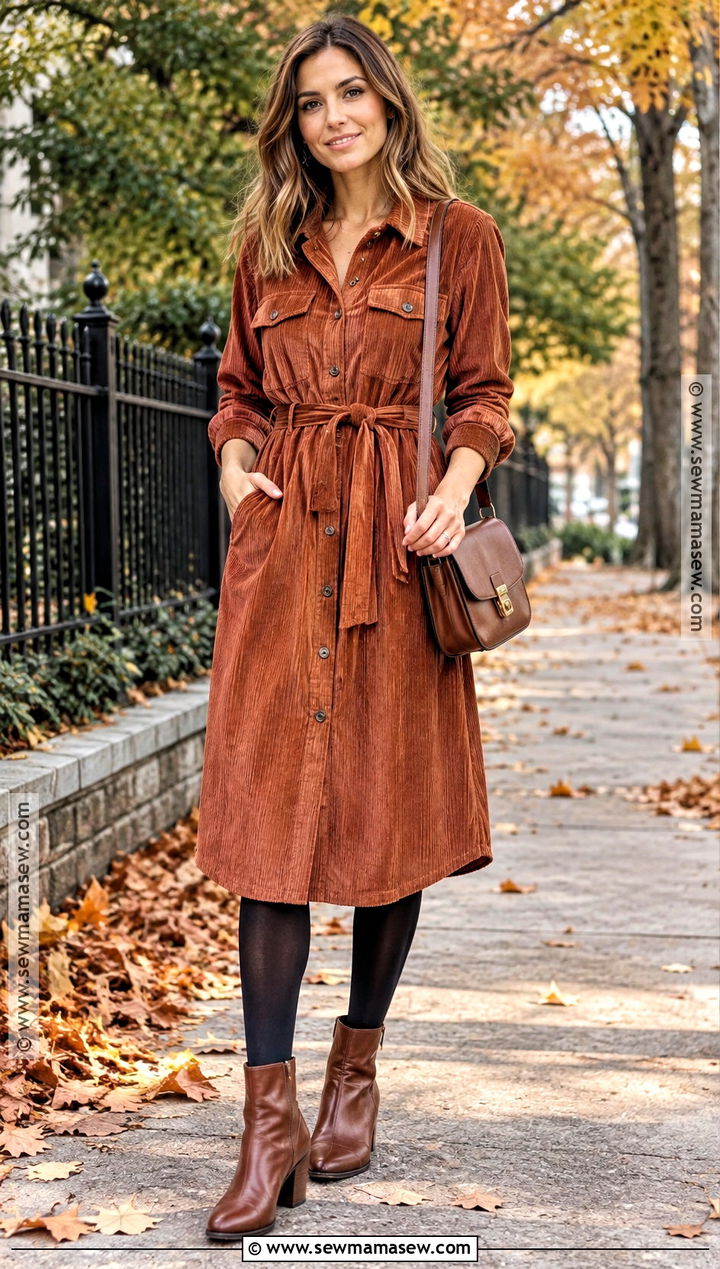 October Shirt Dress And Ankle Boots Outfit - 15 october casual outfits
