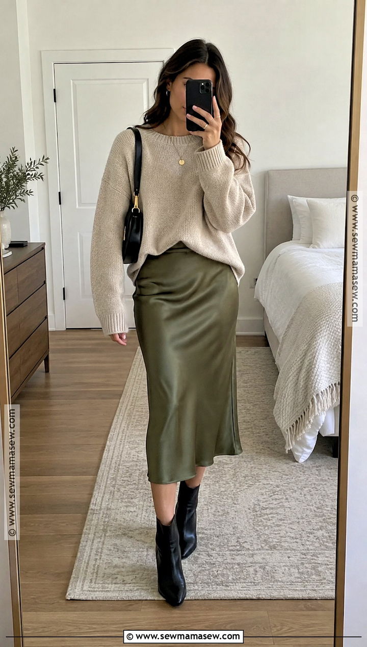 October Slip Dress With Chunky Sweater - 20 october dress ideas