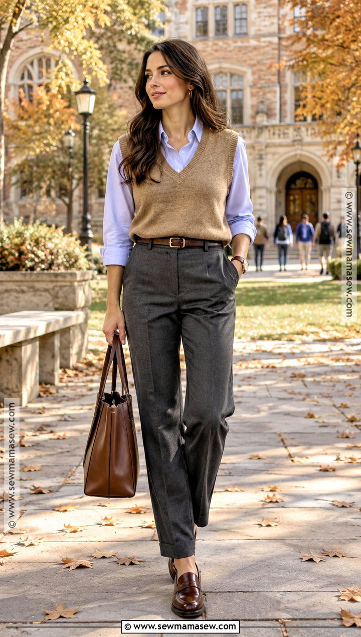 October Sweater Vest And Button Down Shirt Outfit - 20 outfits october
