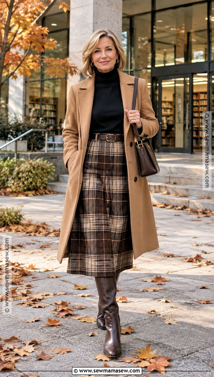 October Turtleneck And Plaid Skirt Outfit - 20 outfits october