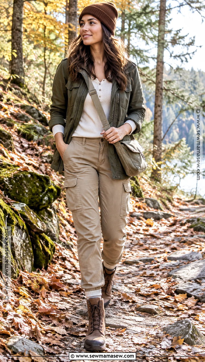 October Utility Jacket With Henley And Cargo Pants - 20 Warm October Outfits