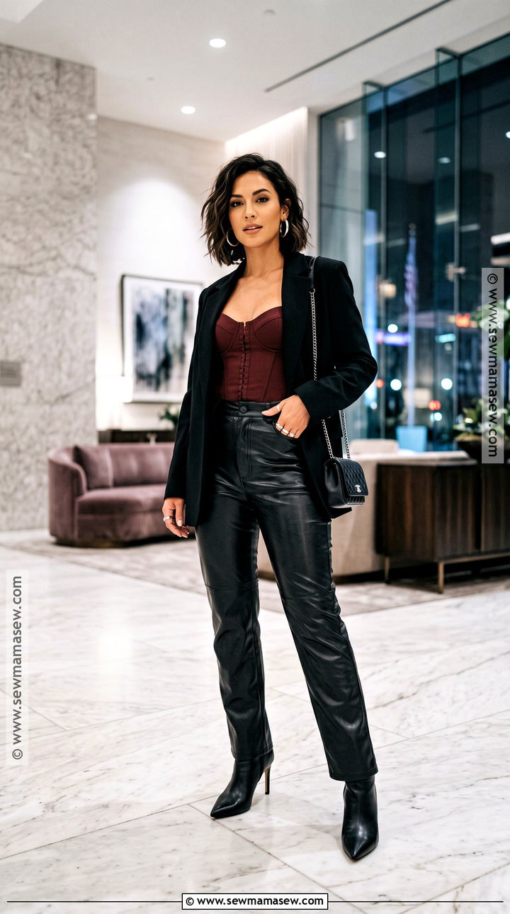 October Vegas Leather Pants And Corset Top Outfit - 20 October Vegas Outfits