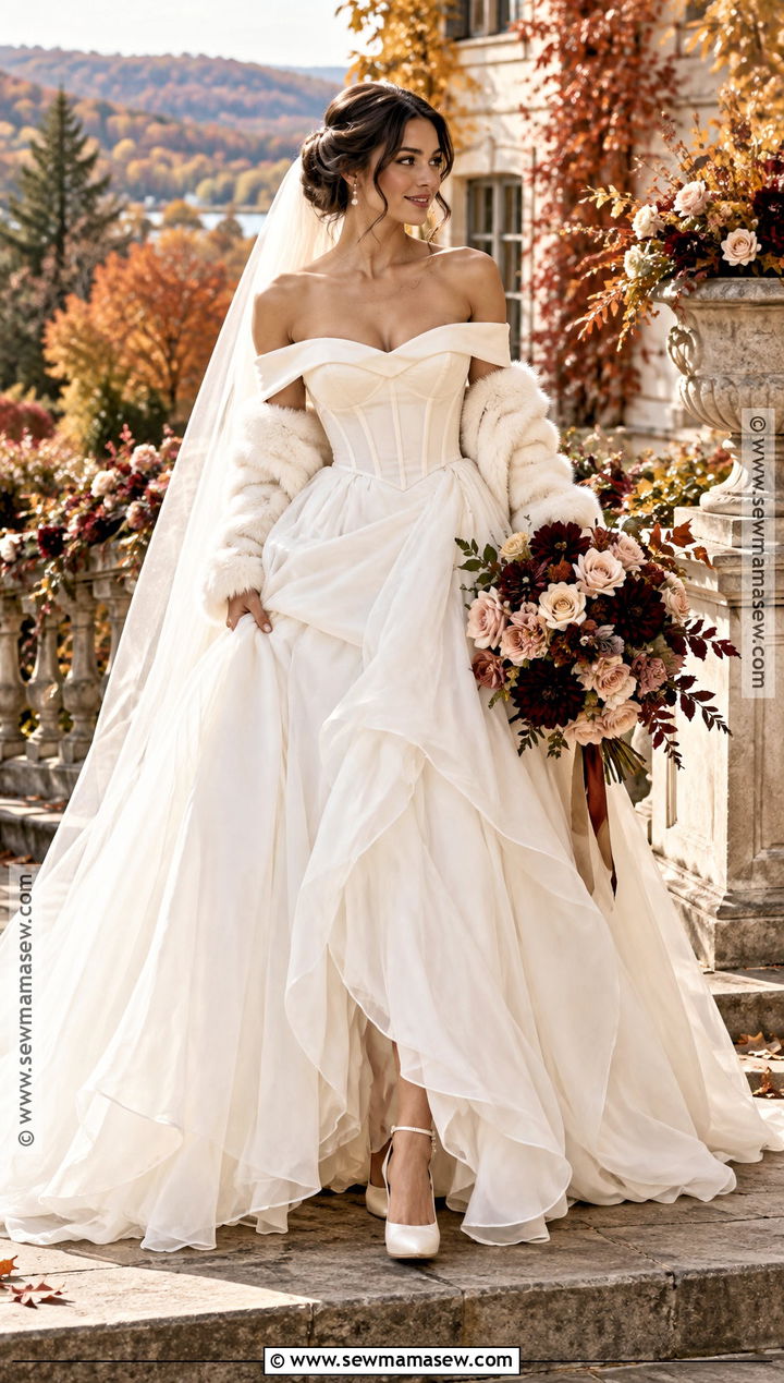 Off Shoulder Ball Gown for Fall Wedding - 20 fall wedding gowns