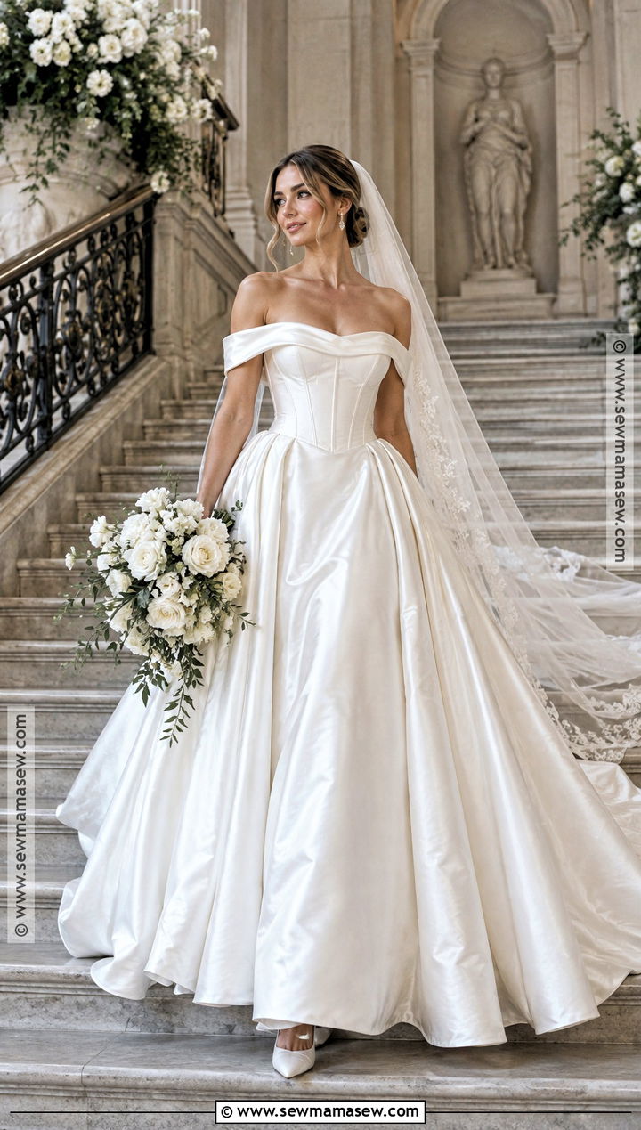 Off Shoulder Basque Waist Wedding Dress - 15 september wedding dresses bride