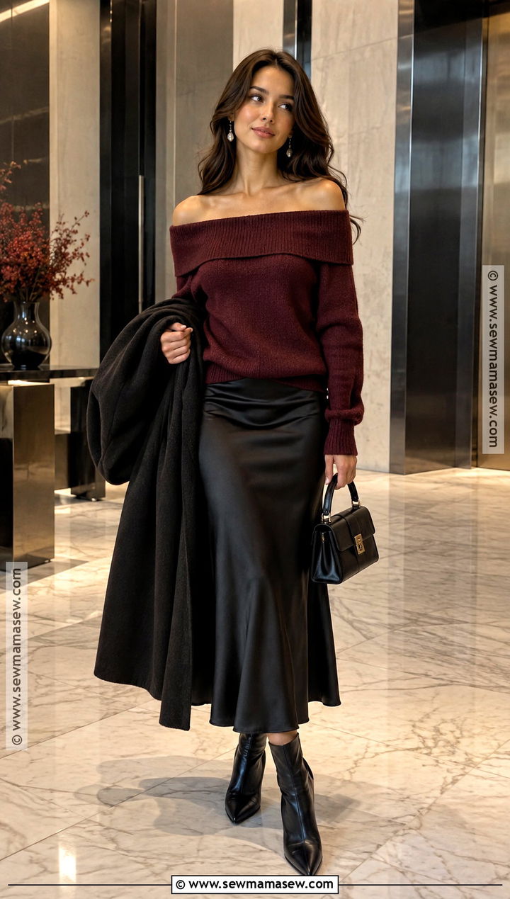 Off Shoulder Knit Autumn Evening Outfit - 25 autumn evening outfits