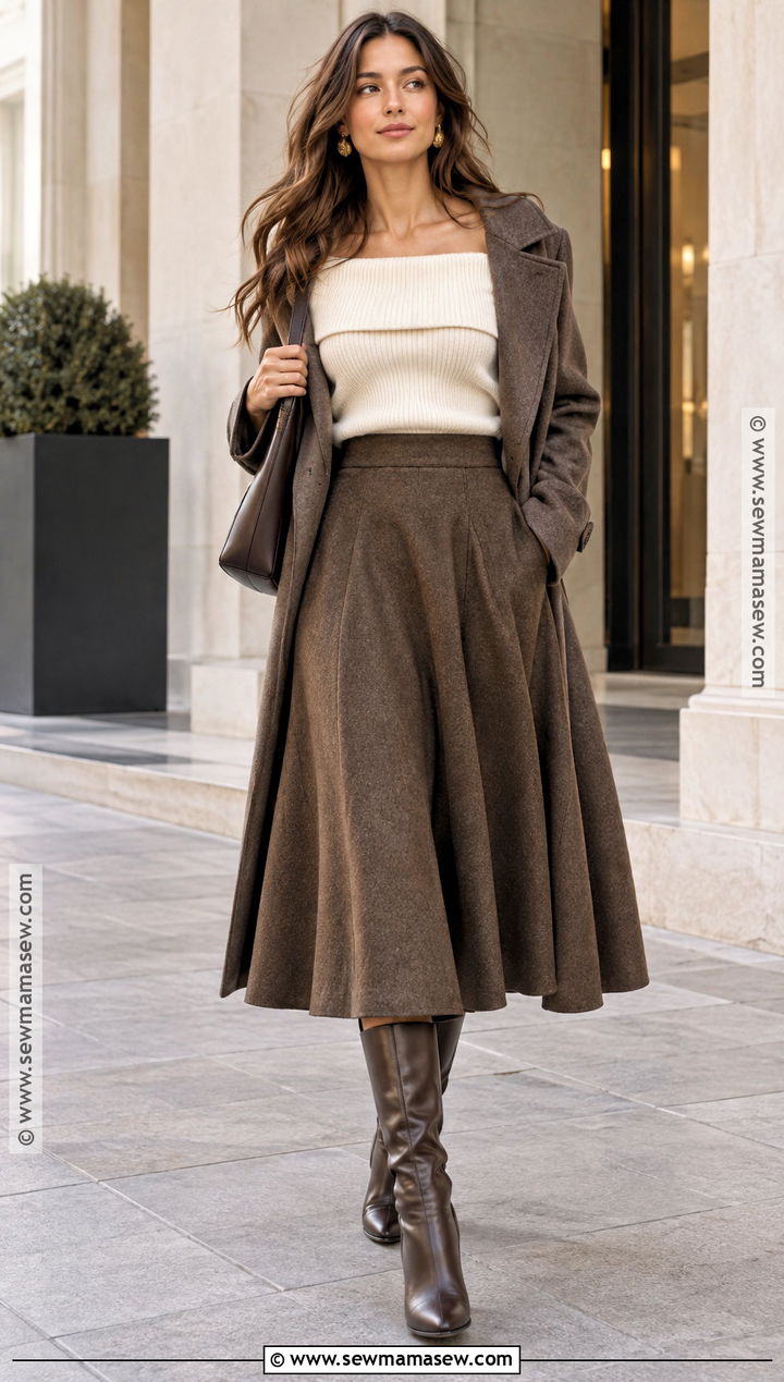 Off Shoulder Knit Top With A Midi Skirt - 15 Fall Tops for Women 2026