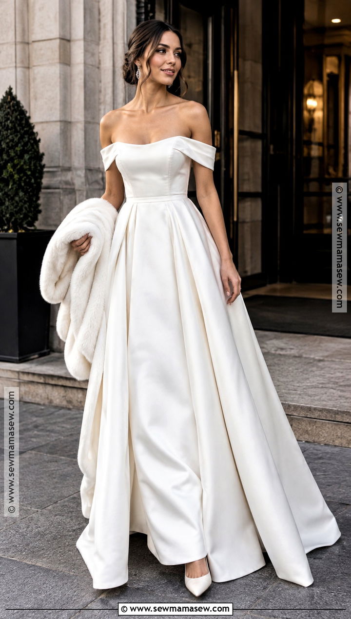 Off Shoulder Mikado Fall Bridal Dress - 20 fall bridal dresses
