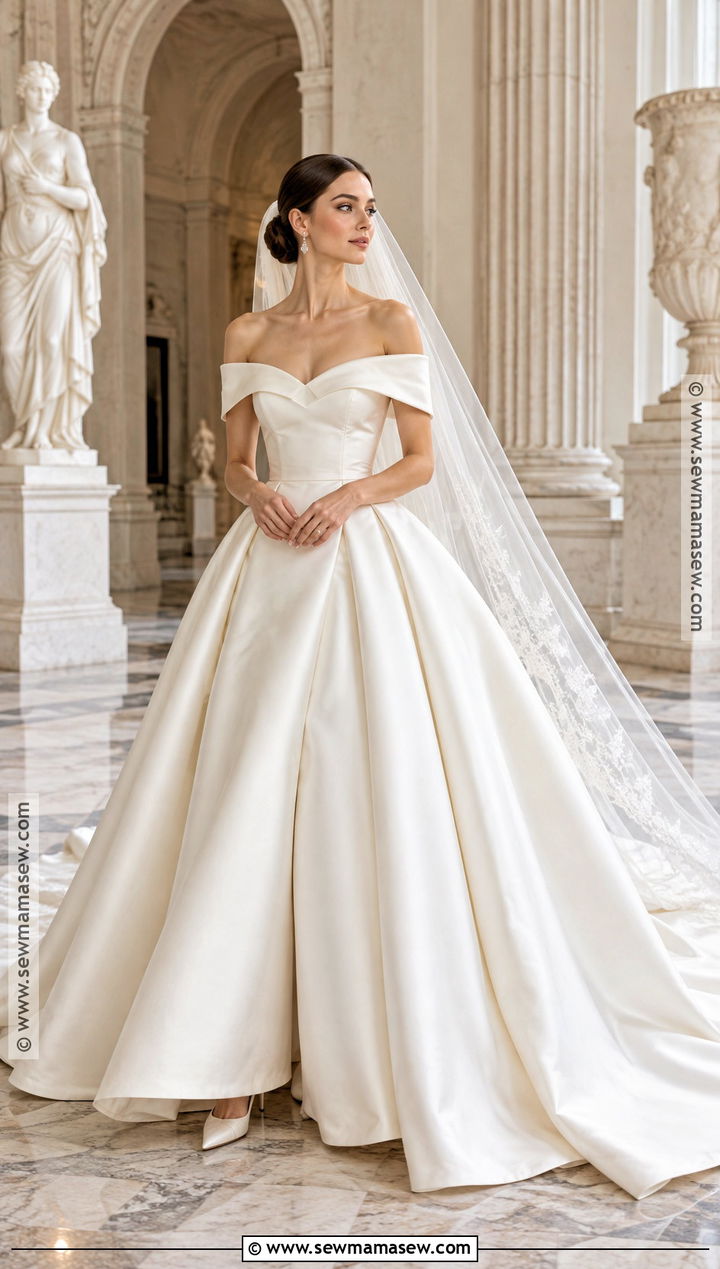 Off Shoulder Mikado Fall Wedding Dress - 25 fall wedding dress ideas