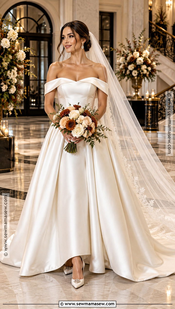Off Shoulder Mikado October Wedding Dress - 15 Wedding Dresses October