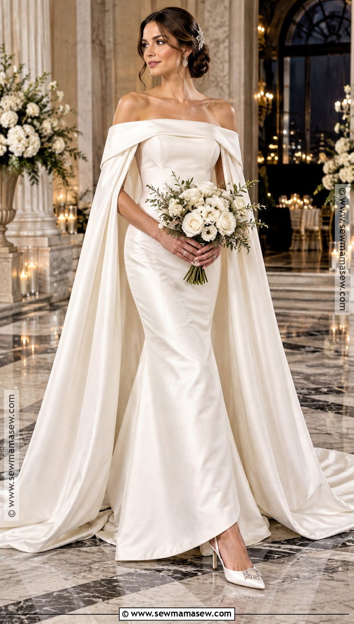 Off Shoulder November Wedding Dress With Cape - 15 november wedding dress brides ideas