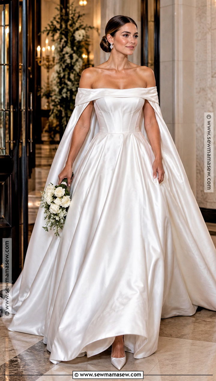 Off Shoulder Wedding Dress With Cape - 15 Wedding Dresses November Brides