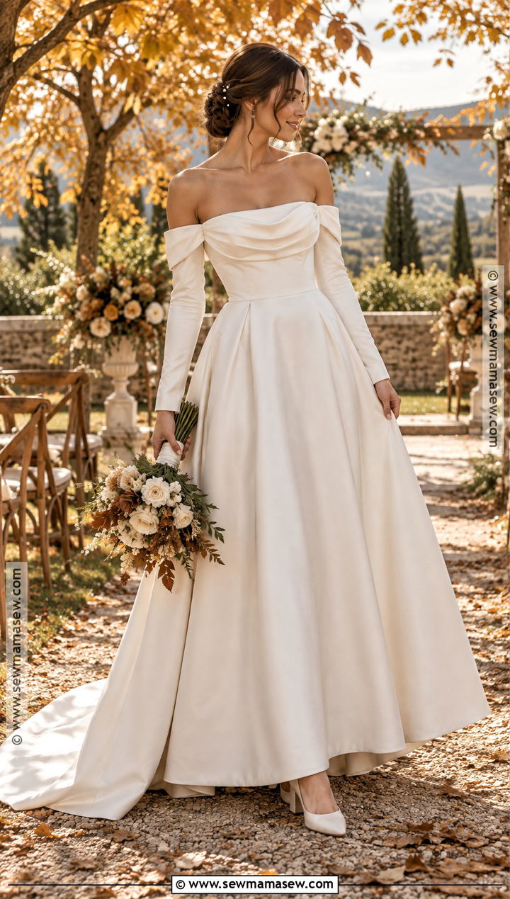 Off The Shoulder Autumn Wedding Dress - 25 autumn wedding dress ideas
