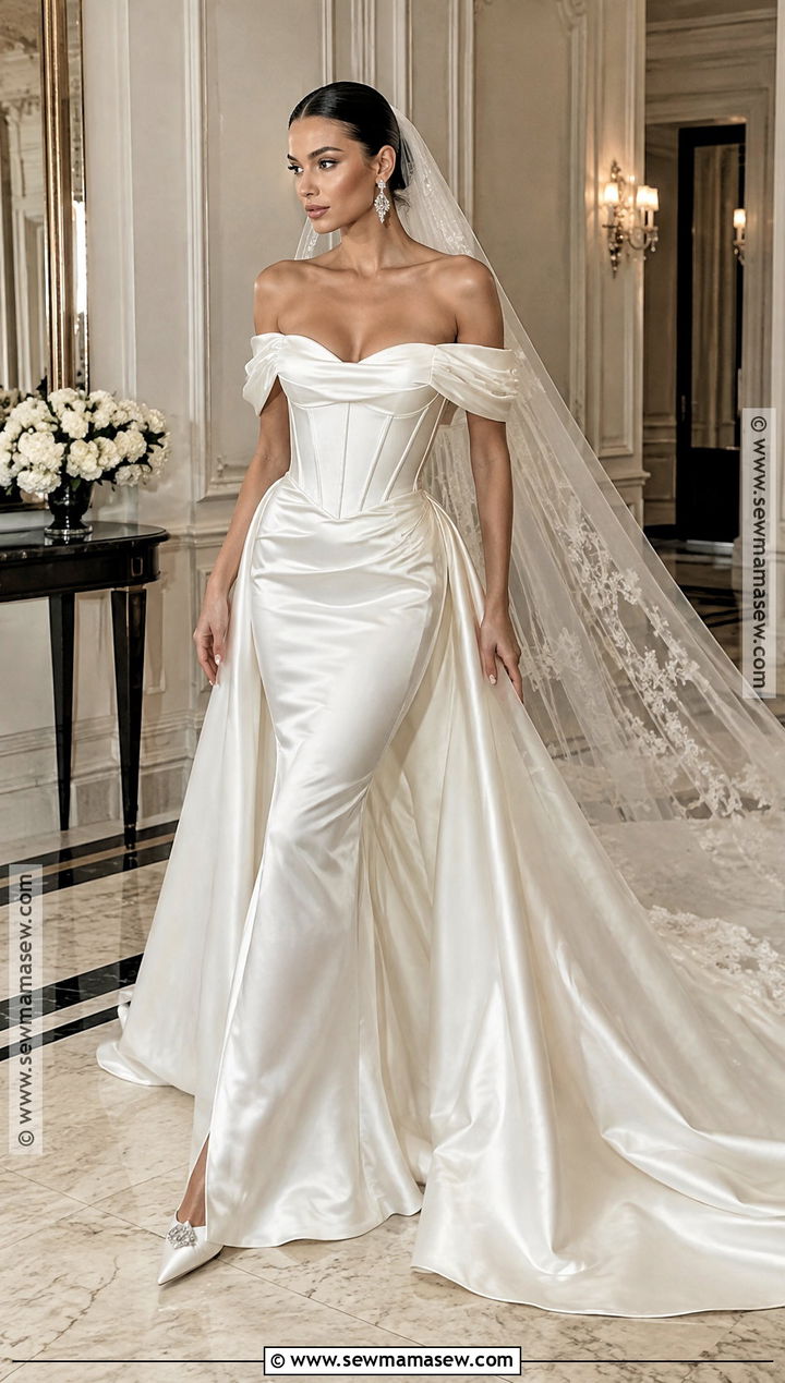 Off The Shoulder Corset Mermaid Wedding Dress - 15 fall wedding dress off the shoulder ideas
