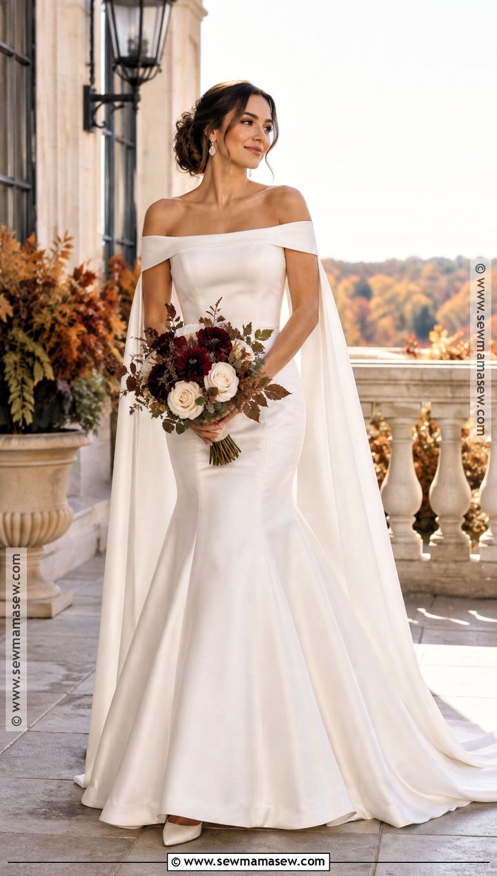 Off The Shoulder Fall Wedding Dress - 20 wedding dress for fall ideas