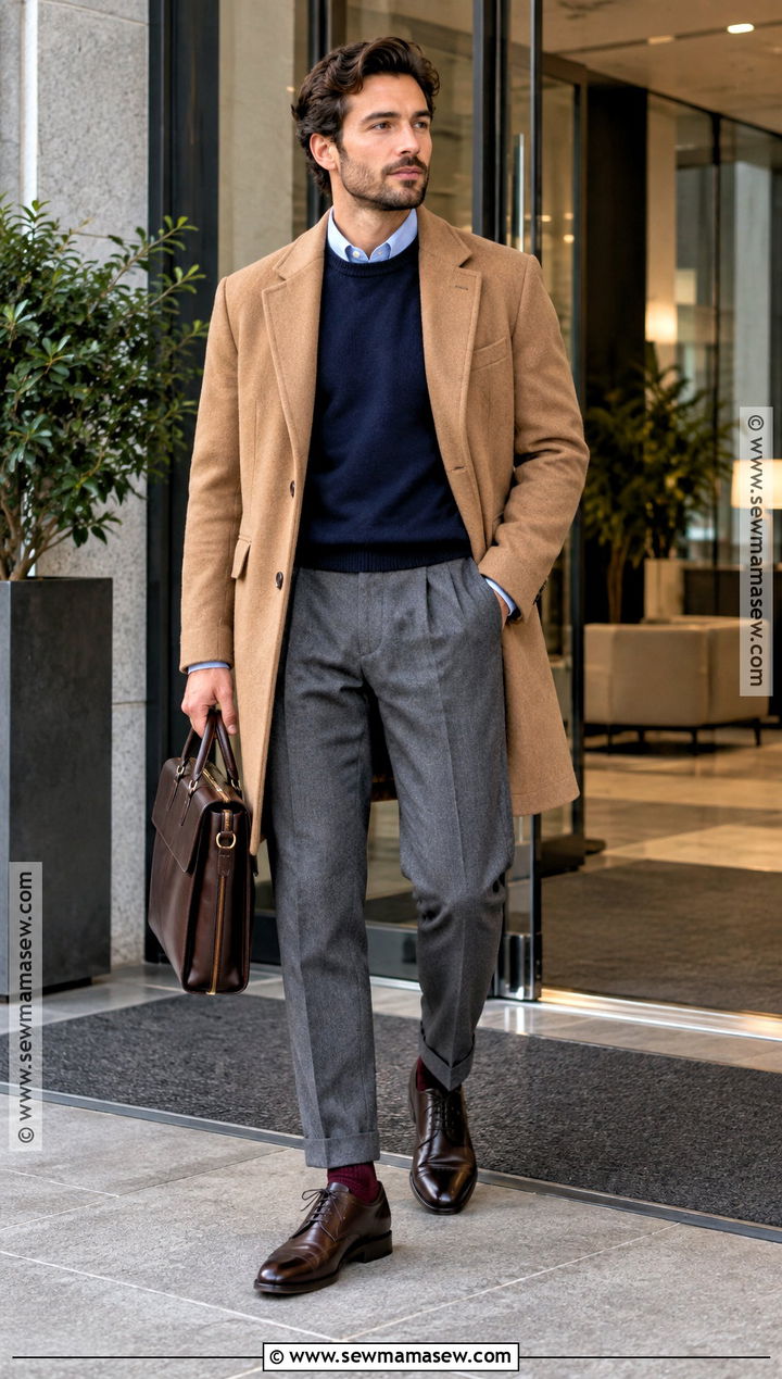Office Autumn Outfit With Tailored Trousers - 20 autumn outfits aesthetic for men
