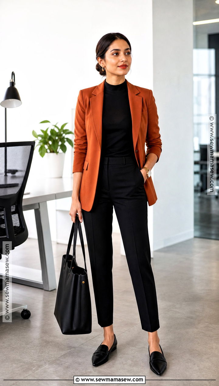 Office Halloween Outfit With Orange Blazer - 30 Halloween Fashion Outfits