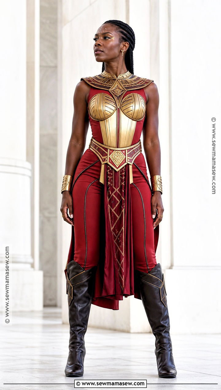 Okoye Costume With Red And Gold Armor - 30 avengers costumes