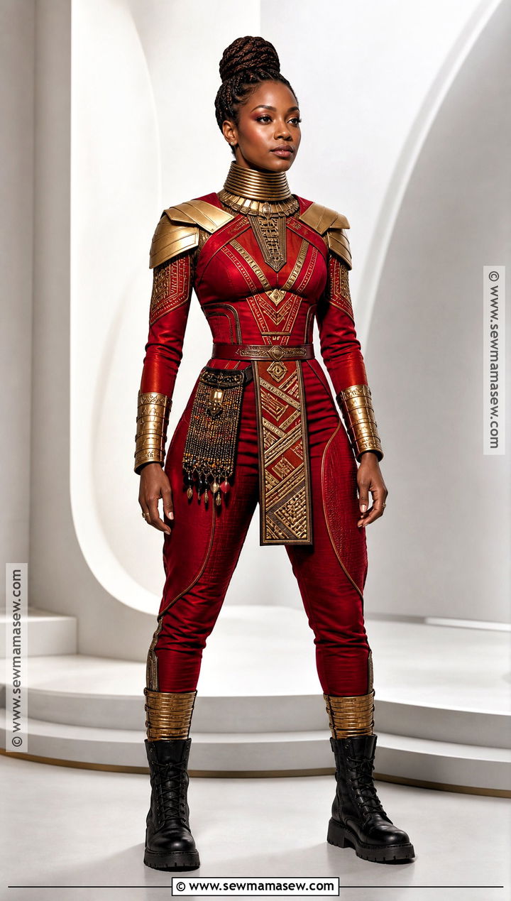 Okoye Halloween Costume With Red Armor - 45 halloween costumes for black women