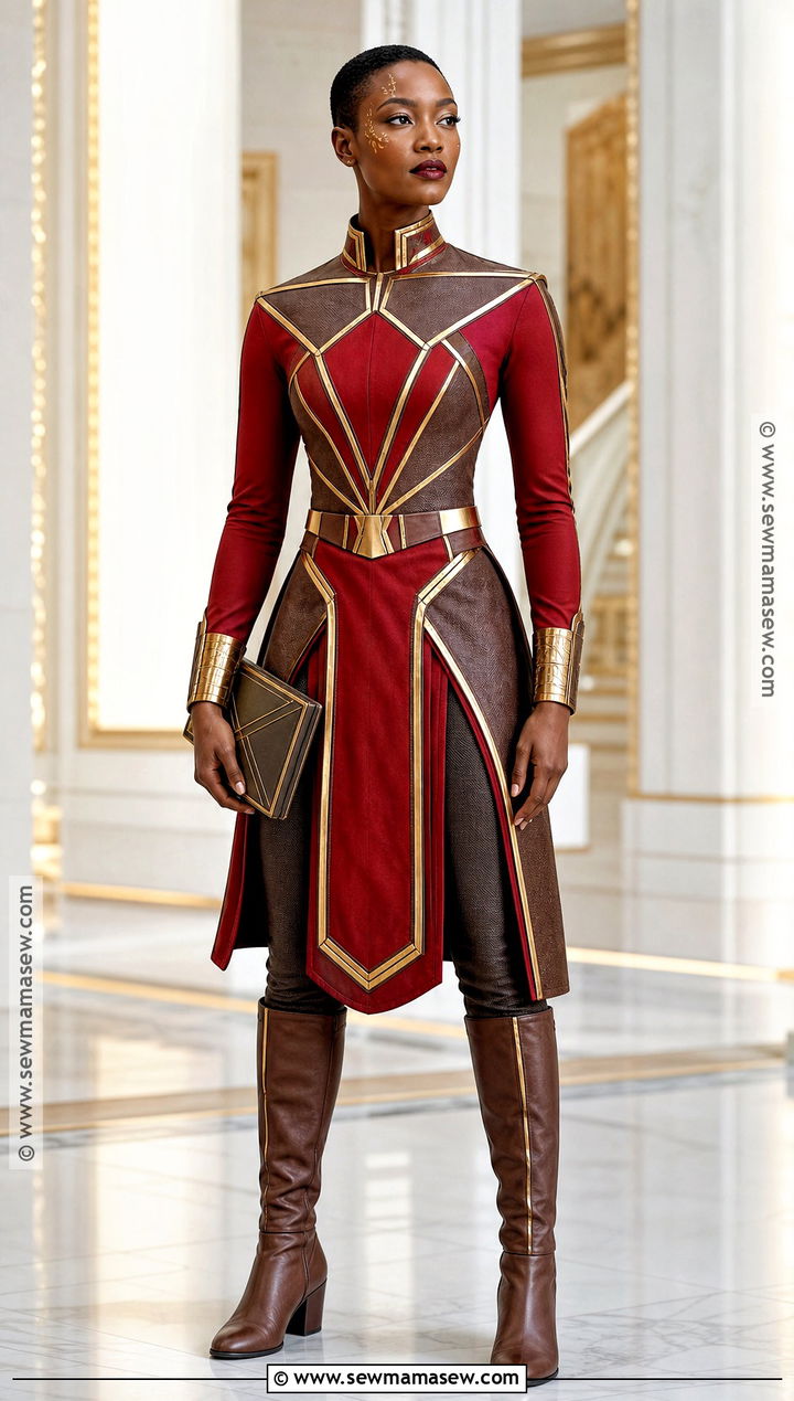 Okoye Hero Costume With Red Armor - 30 Superhero Halloween Costumes for Women
