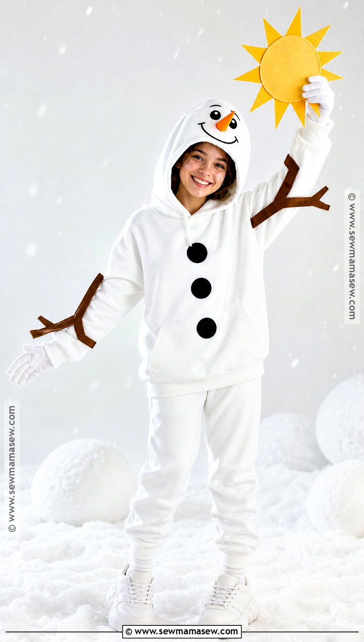 Olaf Snowman Costume With White Jumpsuit - 30 frozen costume ideas