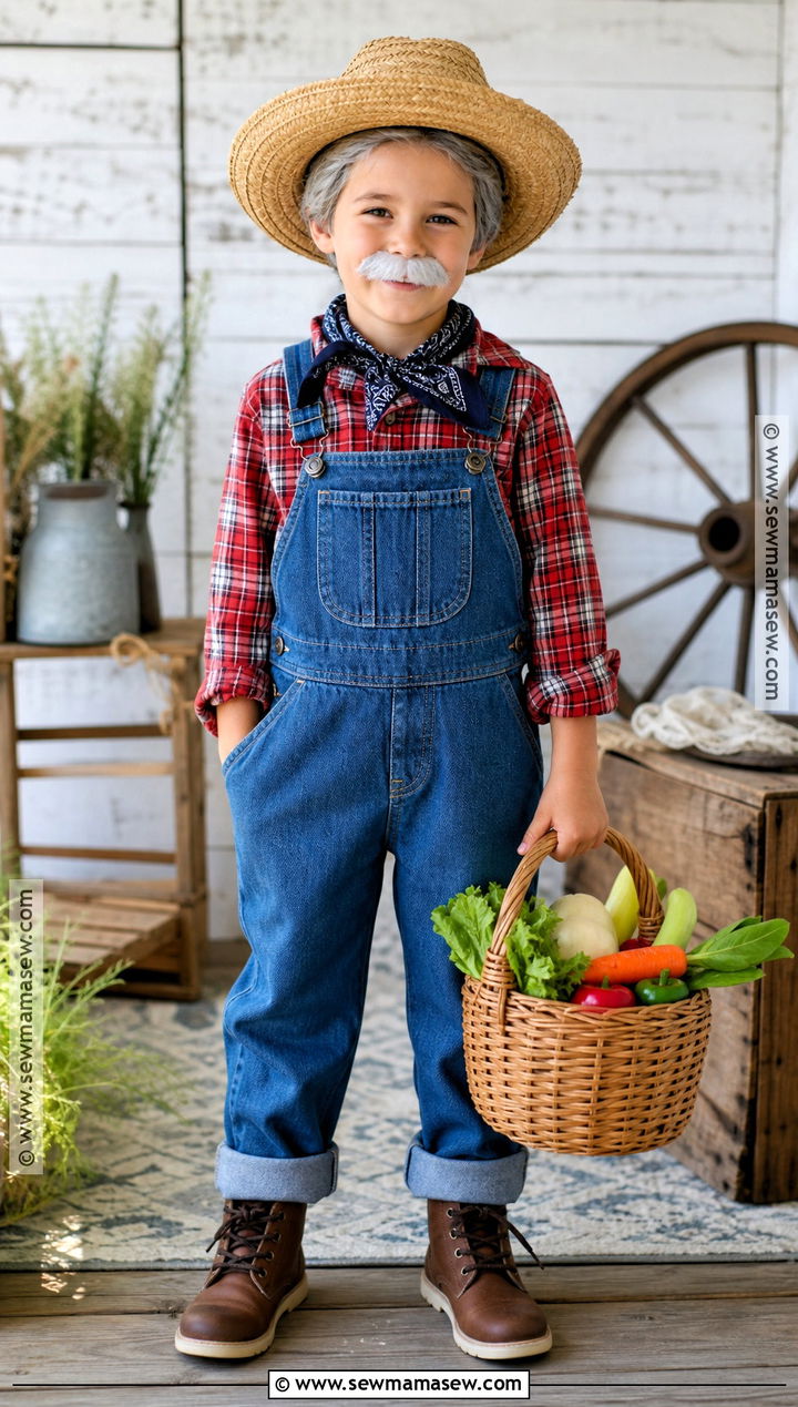 Old Farmer Costume With Overalls - 30 old man costume ideas for kids