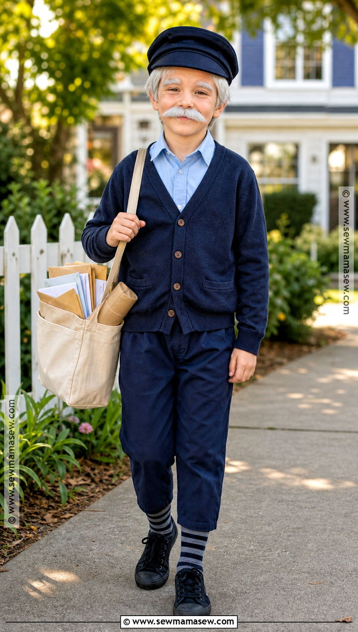 Old Mail Carrier Costume With Satchel - 30 old man costume ideas for kids