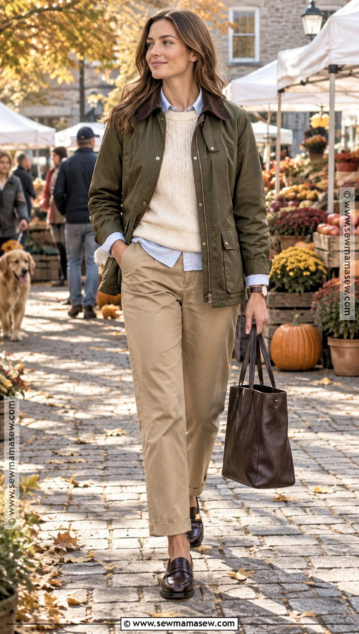 Old Money Barn Jacket And Chinos Outfit - 25 autumn old money outfits