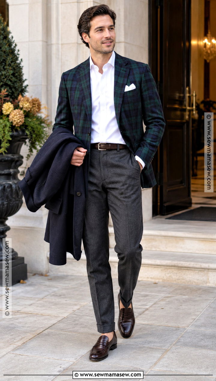 Old Money Black Watch Tartan Blazer Outfit - 25 old money outfits men fall winter