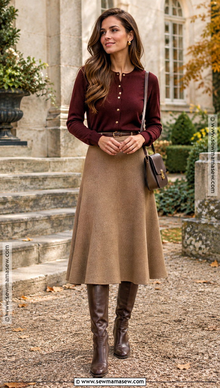 Old Money Fall Cardigan And Midi Skirt Outfit - 15 old money fall capsule ideas 2026