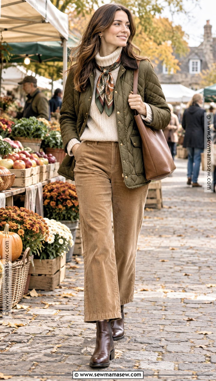 Old Money Quilted Jacket And Corduroy Trousers Outfit - 25 autumn old money outfits