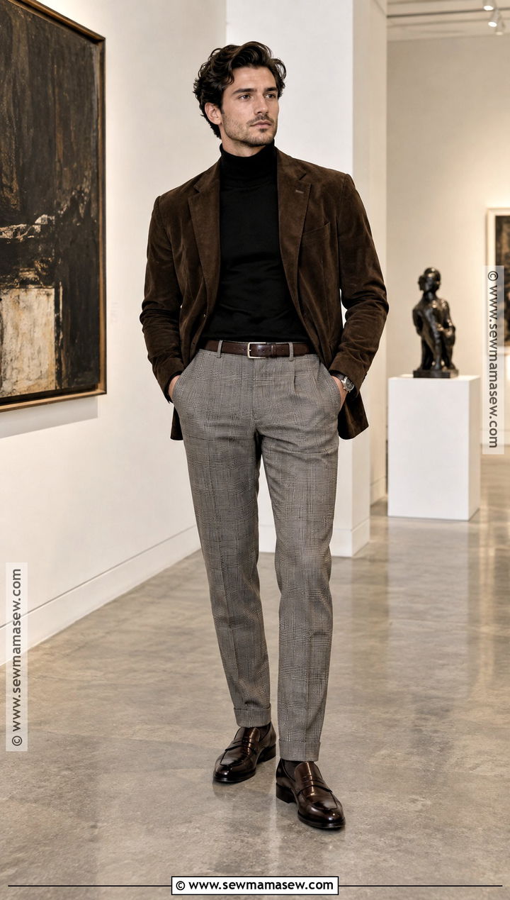 Old Money Turtleneck With Plaid Trousers - 25 old money outfits men fall winter