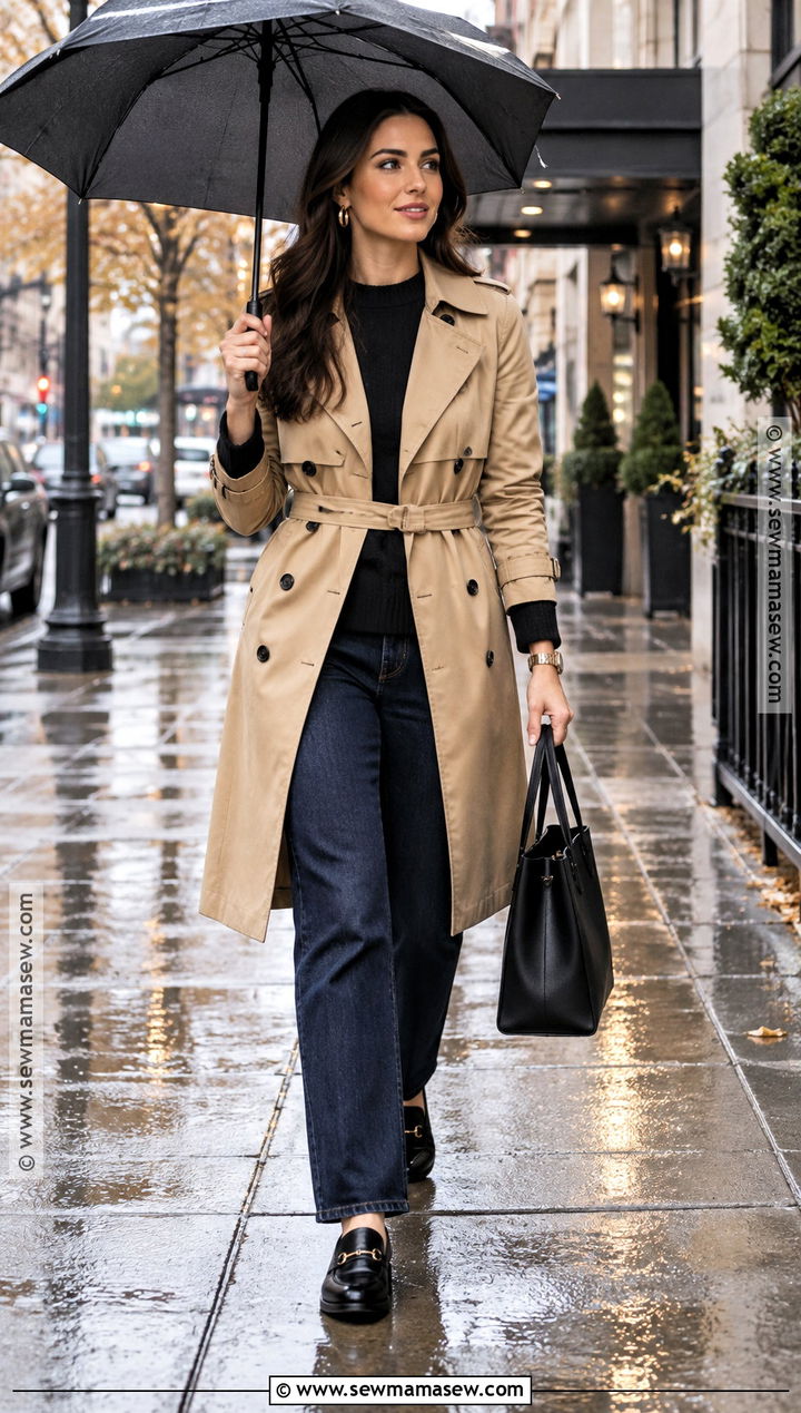 Old Navy Trench Coat And Dark Jeans Outfit - 15 old navy fall clothes