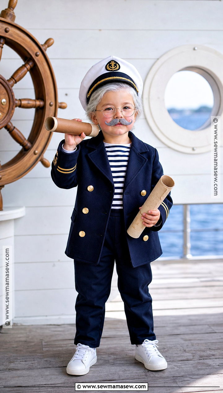 Old Sea Captain Costume With Peacoat - 30 old man costume ideas for kids