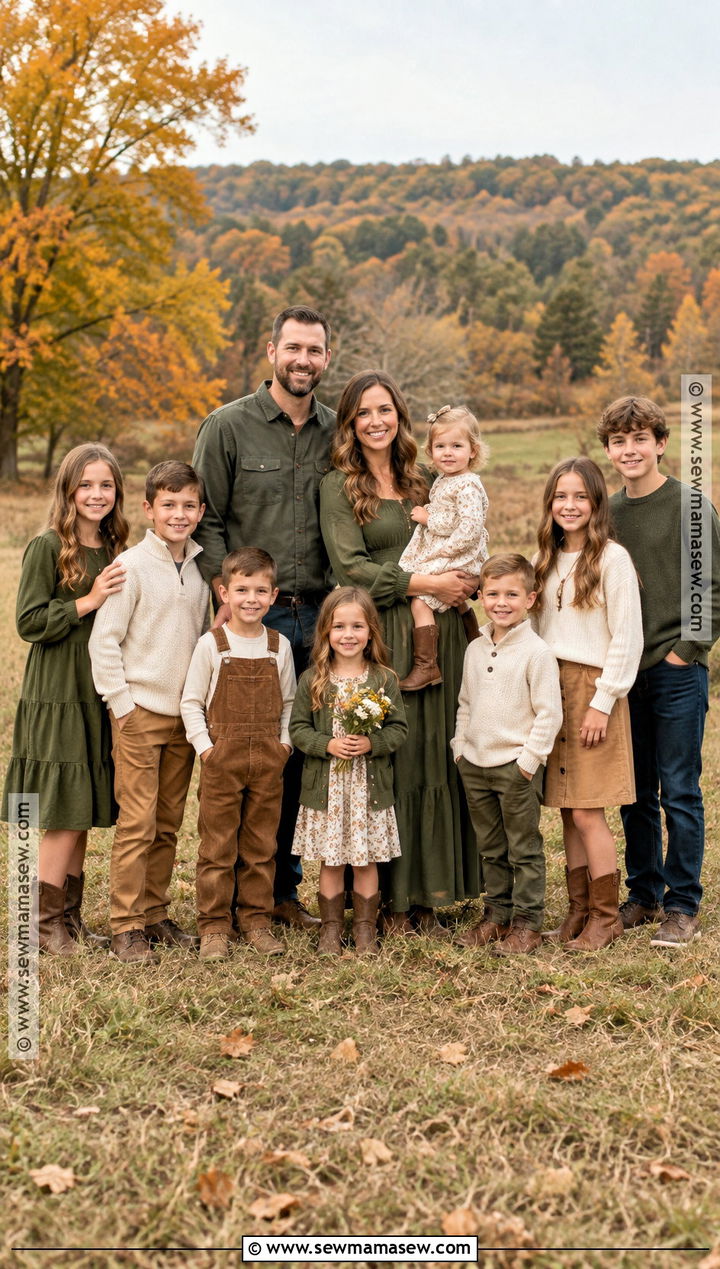 Olive And Beige Large Family Picture Outfits - 15 olive fall family picture outfits