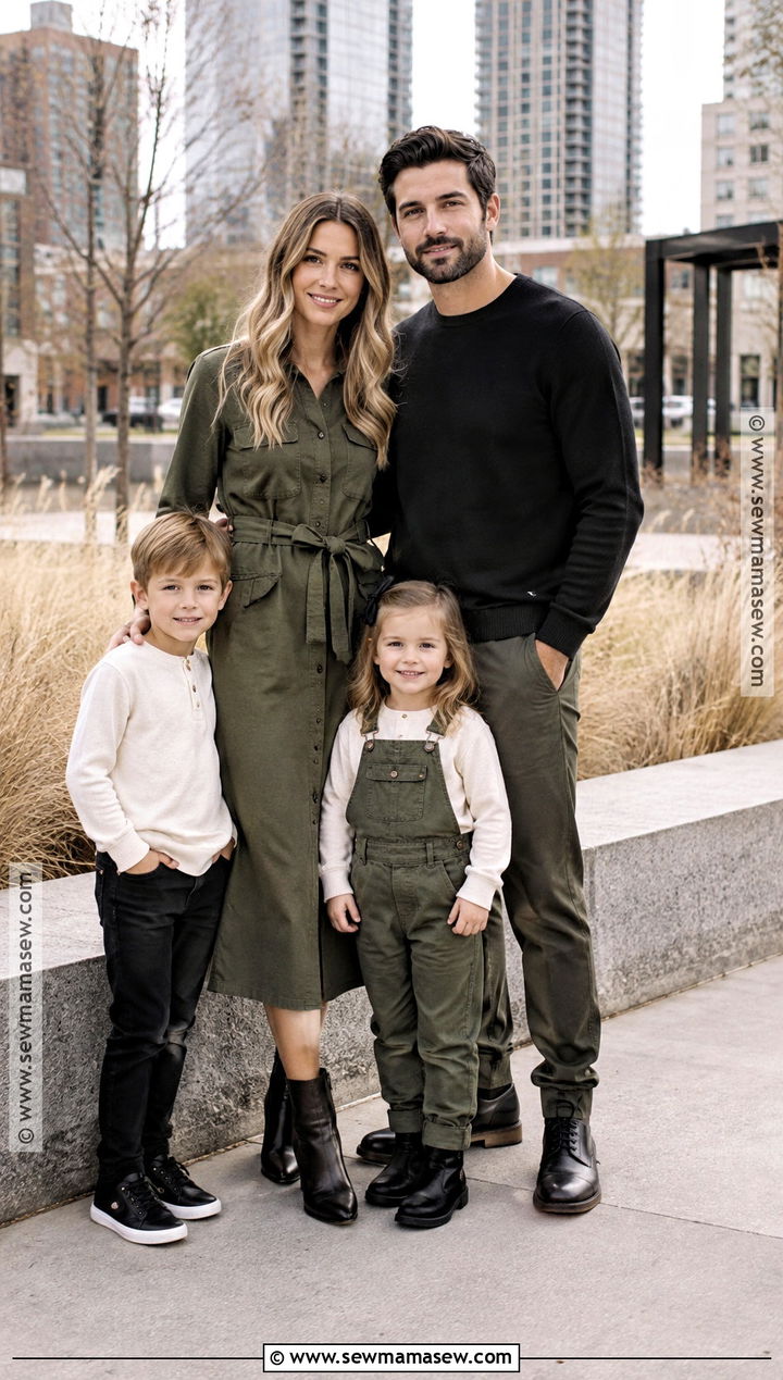 Olive And Black Fall Family Outfit - 20 Fall Photoshoot Family Outfits