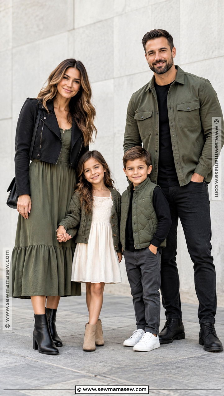 Olive And Black Fall Family Picture Outfits - 15 olive fall family picture outfits