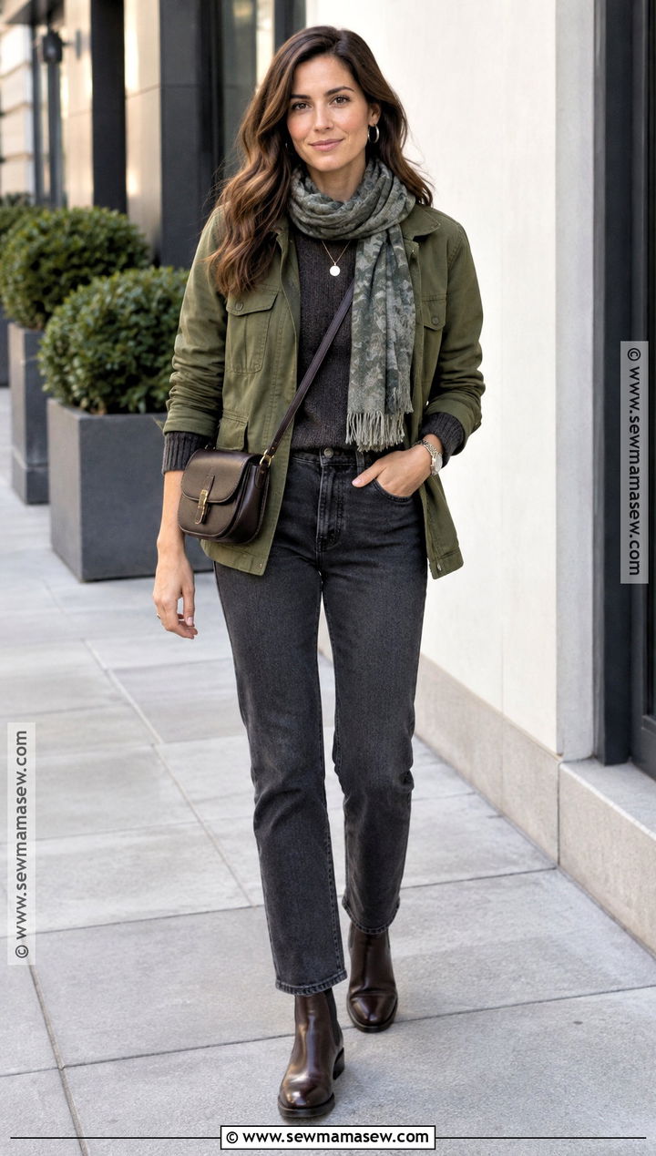 Olive And Charcoal Autumn Outfit - 25 autumn color palette outfits